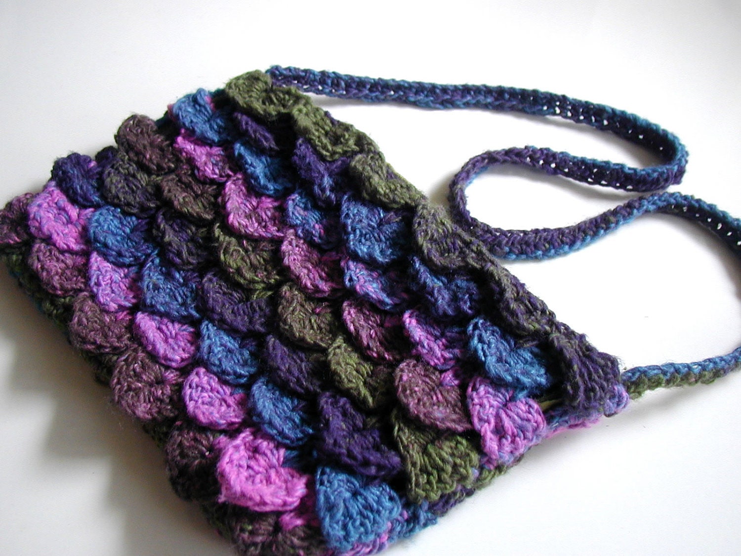 Multicolor Woodland Crocodile Stitch Handbag