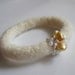 Ivory Cream Beaded Felted Bangle with Seed Beads
