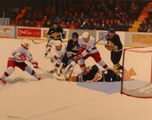 Ice Hockey Original Painting . "In the Crease" 30x40 in.