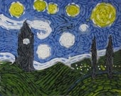 Starry Night van Gogh Cover Painting . "Starry Cornell in Ithaca 2012.2" (after Vincent van Gogh) 16x20in.