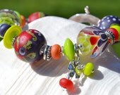 ARTSY GARDEN-Handmade Lampwork and Sterling Silver Bracelet