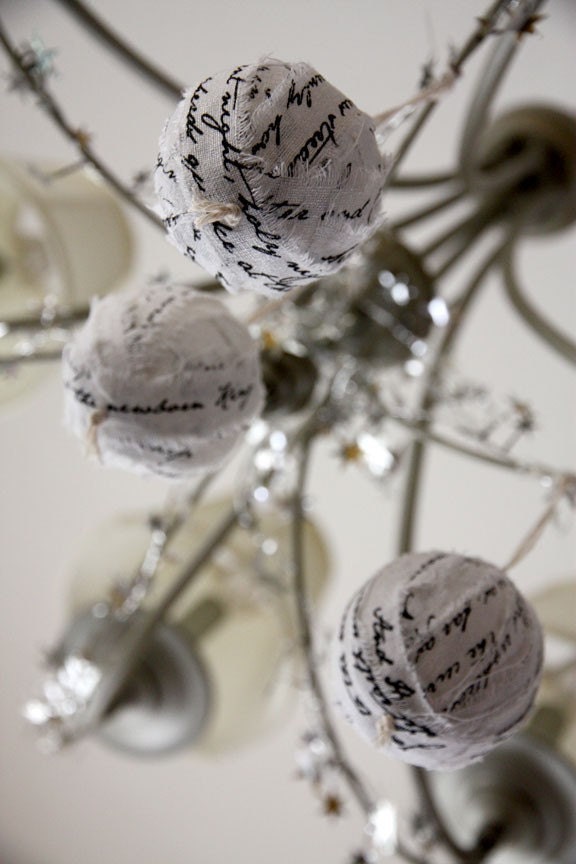 Christmas ornaments / Christmas decorations - Hymn ragballs - WHITE (set of 3)