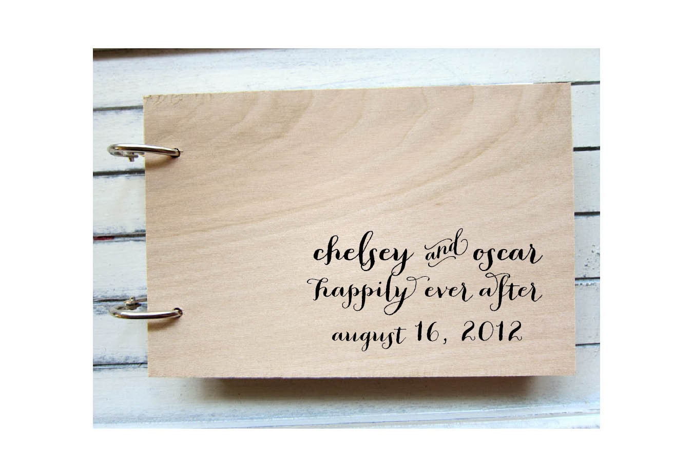 CUSTOM LISTING - for chelseywood1 - Calligraphy Style Wood Guest book (small - 6" x 4")