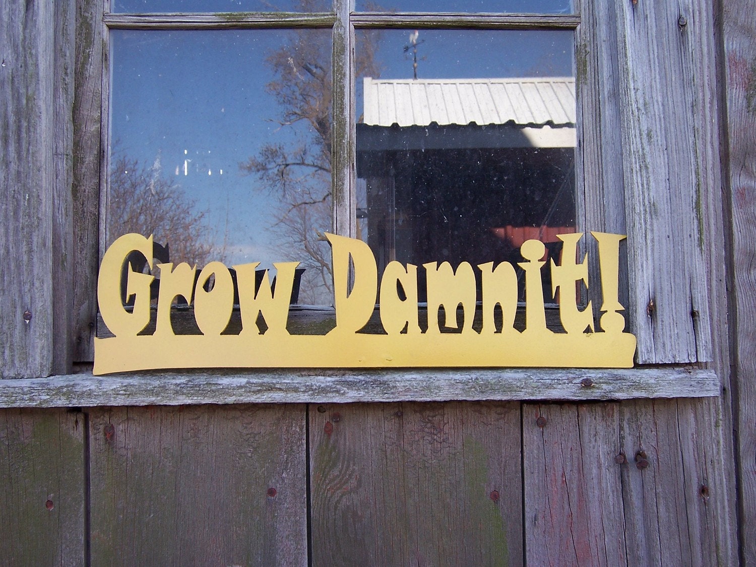 Grow Damnit Garden Stake in Yellow, other colors available........