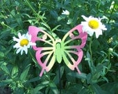 Key Lime and Pink Lemonade Butterfly Garden Stake