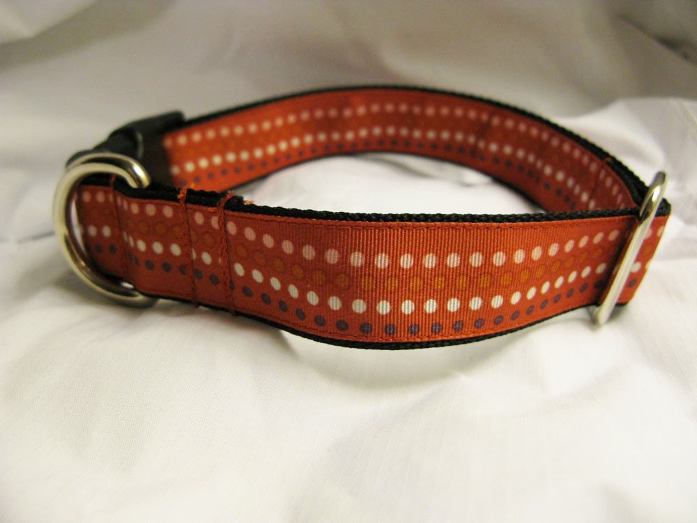 Burnt Orange Polka Dot Dog Collar (LARGE)