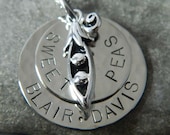 Sweet Peas Handstamped Twins Necklace