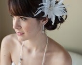 Bridal Feather Hairpin, Wedding Hair Accessory, Bridal Fascinator with Swarovski Crystal - VIOLET