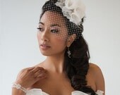 Wedding Head Piece, Bridal Hair Accessory, Fascinator, Bridal Haircomb, Flower Head Piece, Birdcage Veil