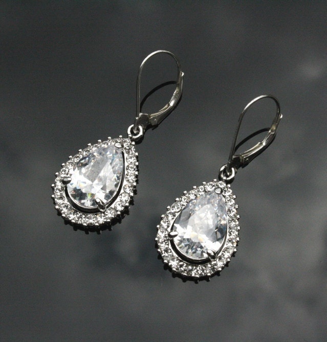 Bridal Earrings, Wedding Earrings, Cubic Zircon Earrings
