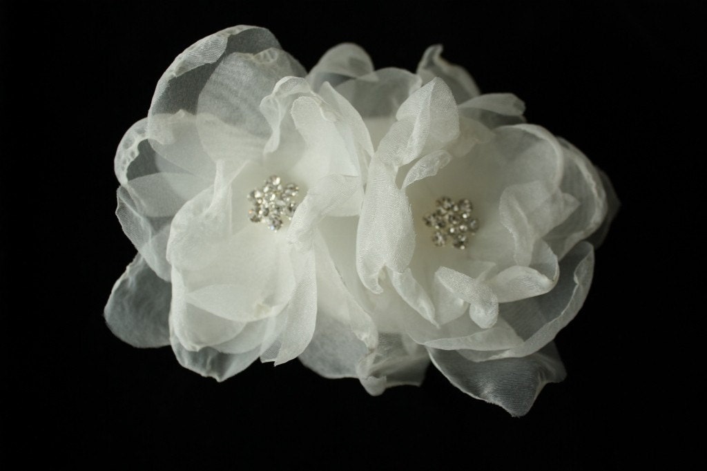 Bridal Hairpin, Organza Flower, Headpiece, Wedding Hair Accessory, Bridal Fascinator - FLORESSA