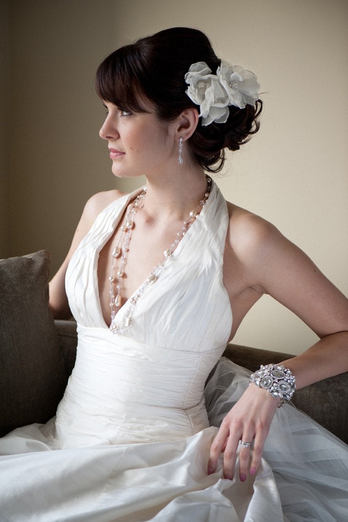Bridal Hairpin, Organza Flower, Headpiece, Wedding Hair Accessory, Bridal Fascinator - FLORESSA