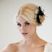 Bridal Fascinator, Wedding Hair Accessory, Feather Fascinator, Black Fascinator - DELPHINE