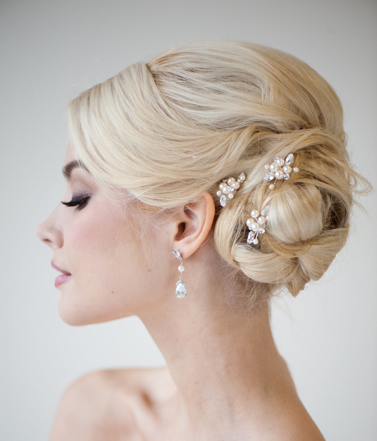 Bridal Hairpins, Wedding Hairpins, Swarovski Hairpins, Pearl Hairpins - DIANNE