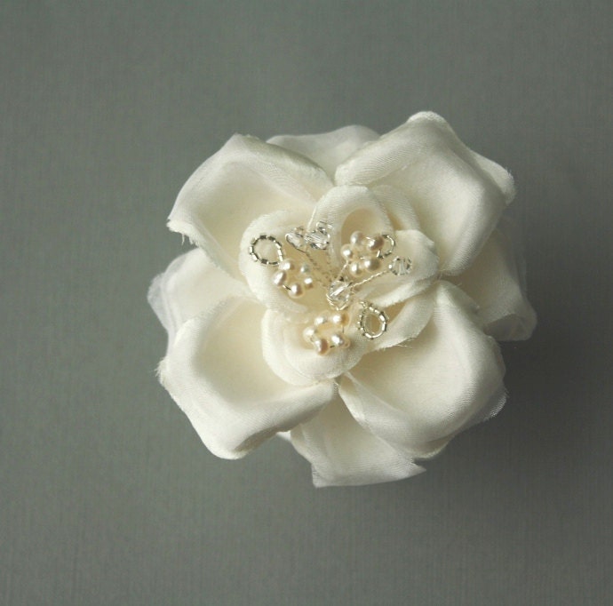 Silk Flower Hairpin, Bridal Hairpin, Wedding Hair Accessory - ELLA