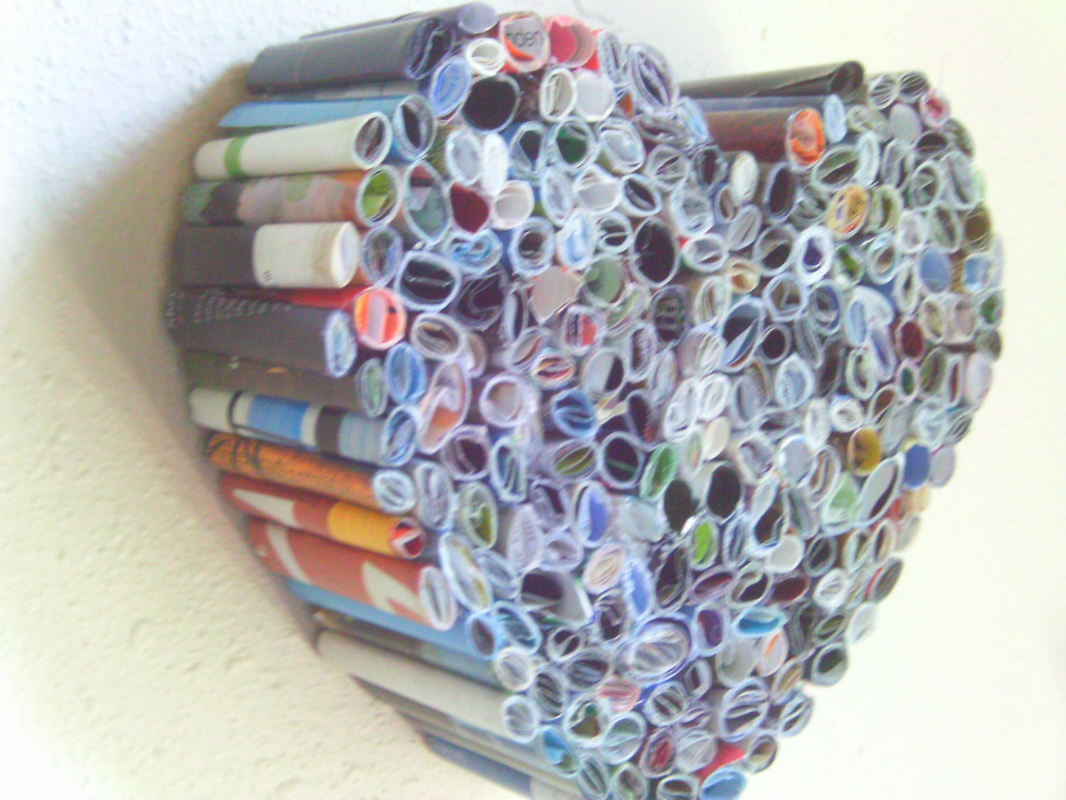 Recycled Magazine Heart Art Sculpture - OOAK - Wall Mountable