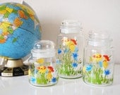 vintage / / CANISTERS / / glass jar set