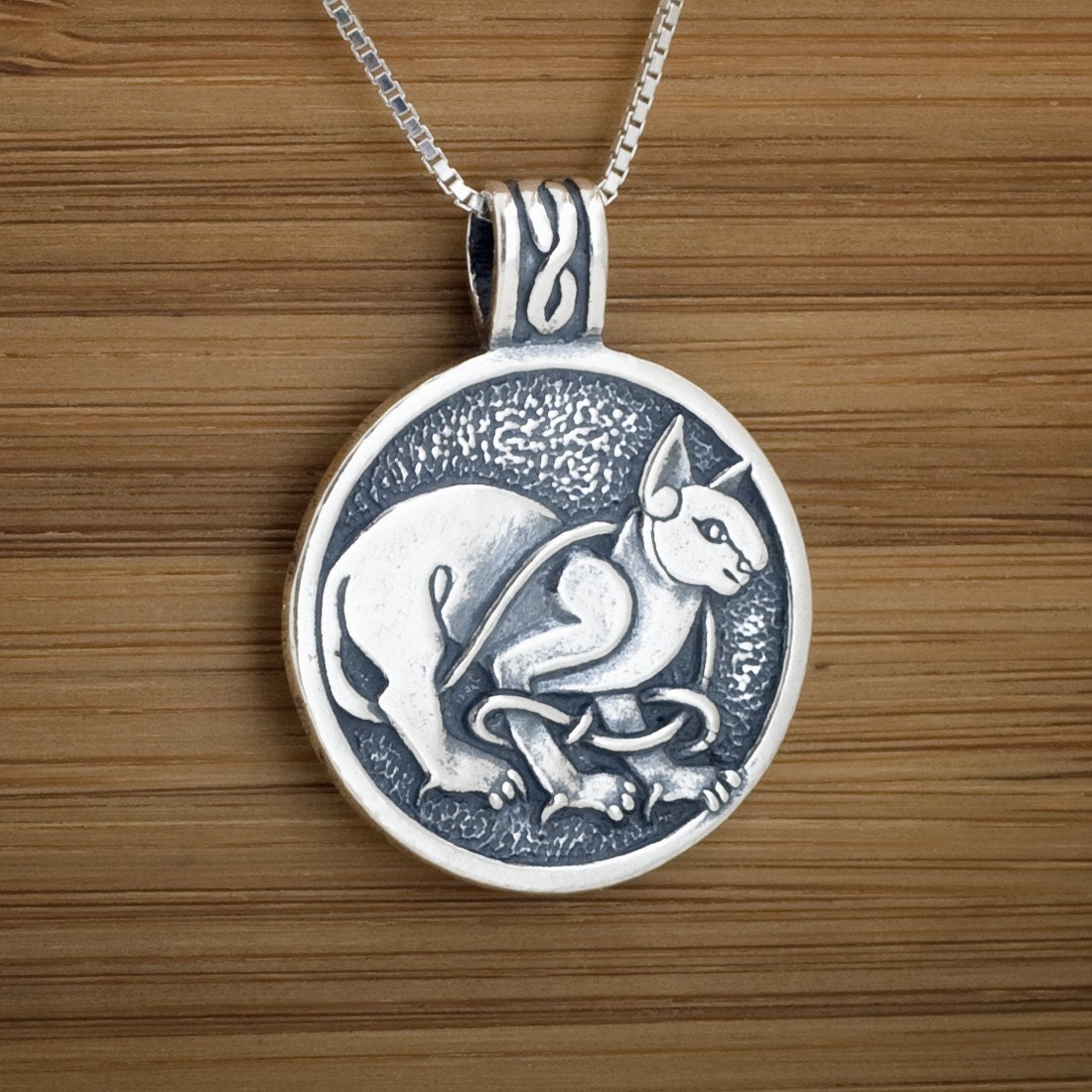 Celtic Cat Pendant - STERLING SILVER - (Just the pendant, chains are sold separately.)