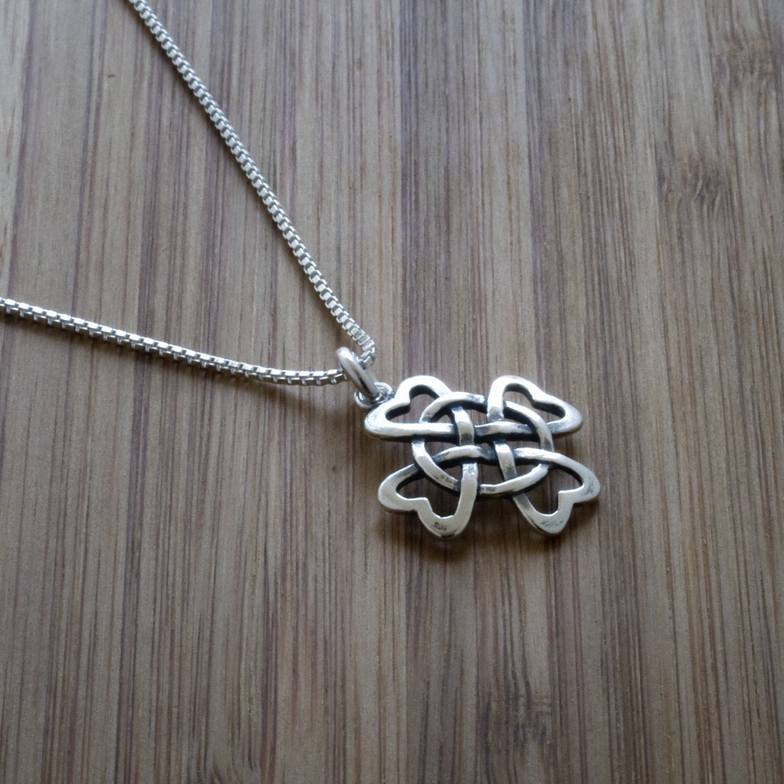 Celtic Hearts in a Shamrock - STERLING SILVER - (Just the charm, chains are sold separately.)
