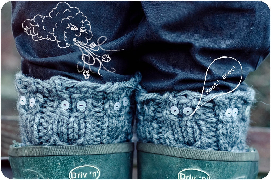 PDF PATTERN for the Owl Cable Leg  Boot Welly Warmers
