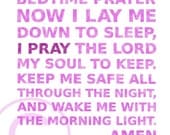 Violet Bedtime Prayer Typography Print for a Little Girls Room