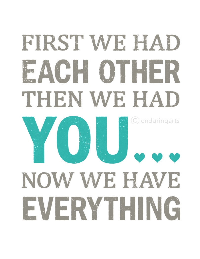 First we had each other word art print in grey and teal