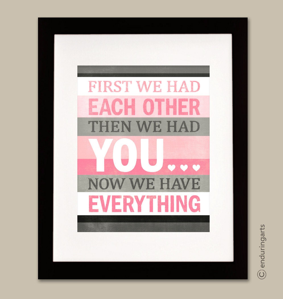 Now We Have Everything 8x10 art print in pinks and greys
