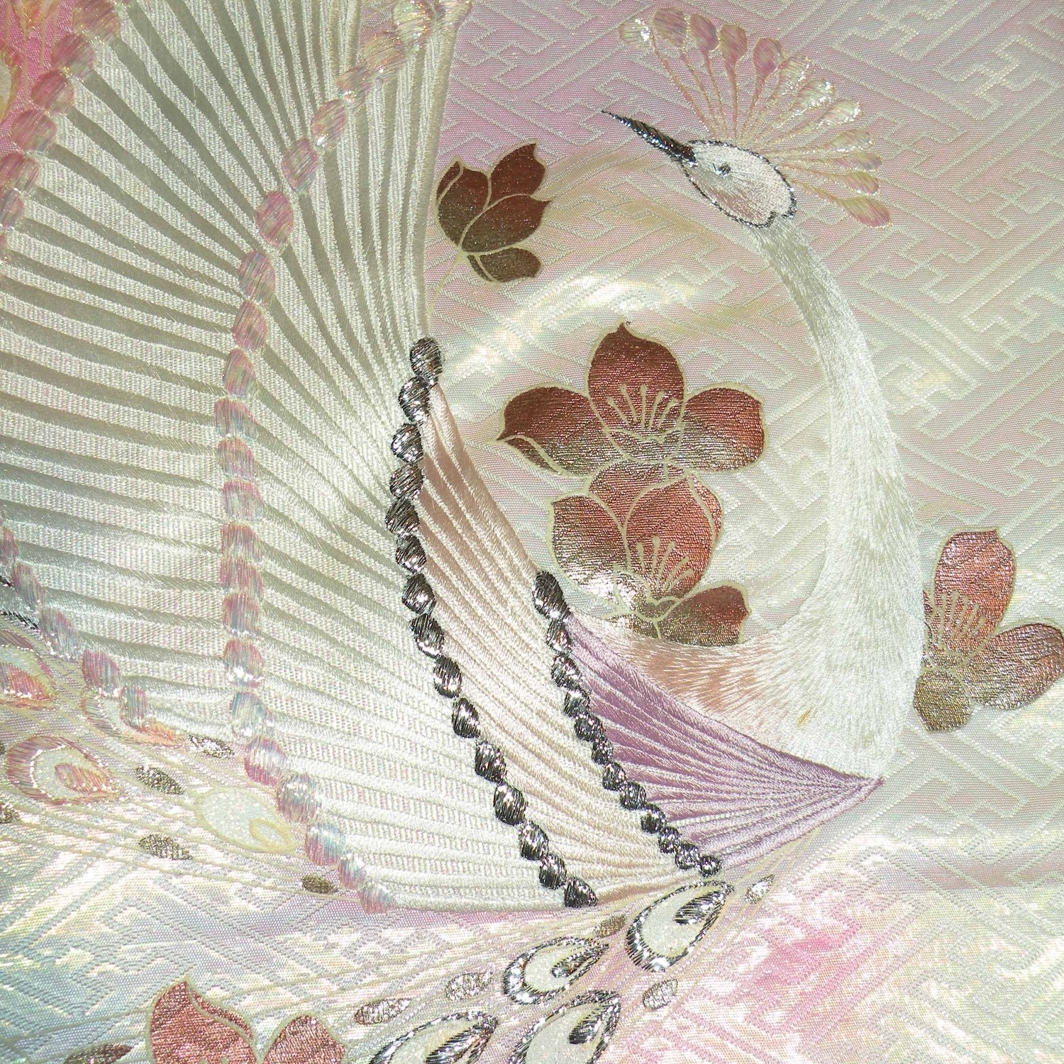 Silk Kimono Fabric Bag/Purse/Clutch..Embroidered Peacock..Cherry Blossom..Bridal/Gift/Evening/Wedding..Free  Monogram