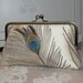 Peacock Feathers Embroidered Silk Luxury Clutch/Purse Ivory..Something New Something Blue