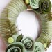 Moss - The Original Felt Yarn Wreath - 10 inch Door Decoration in Green with Painted Wood Mushrooms and Ferns