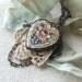 Heart Jewelry Repurposed Vintage Micro Mosaic Pendant Necklace, Antique Lace, Mothers Day