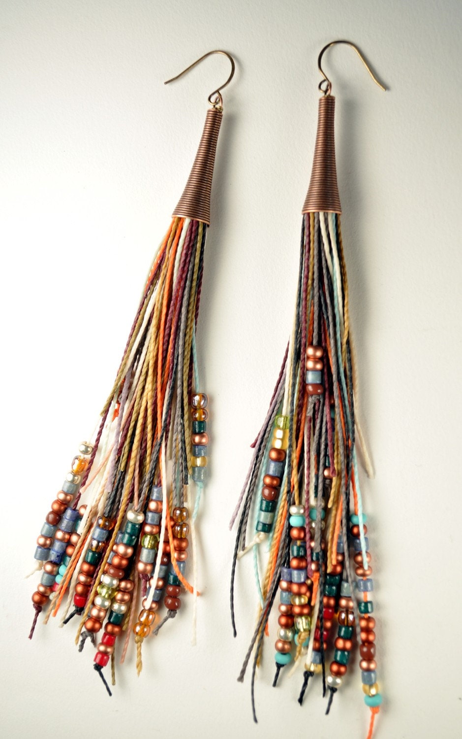 Vegan Tribal Feather Fringe Earrings