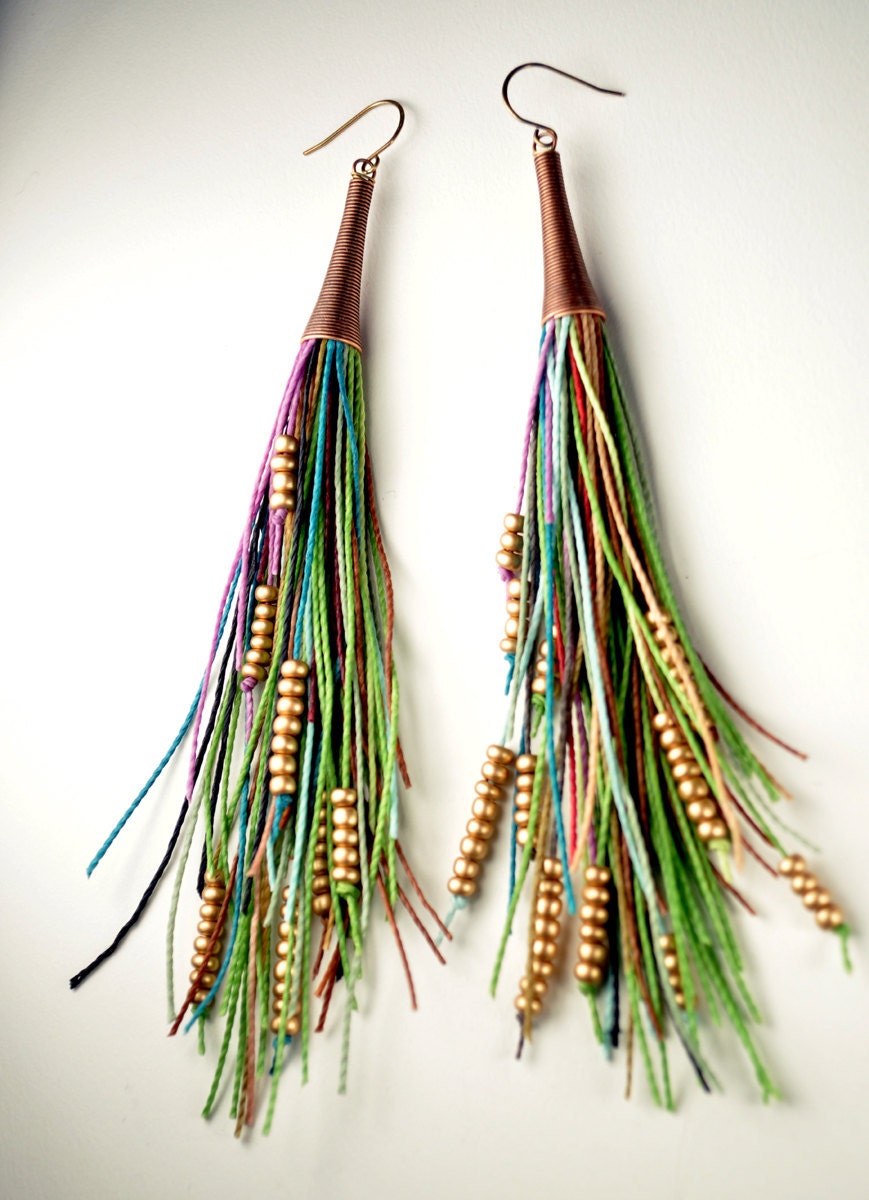 Vegan Feather Fringe Earrings