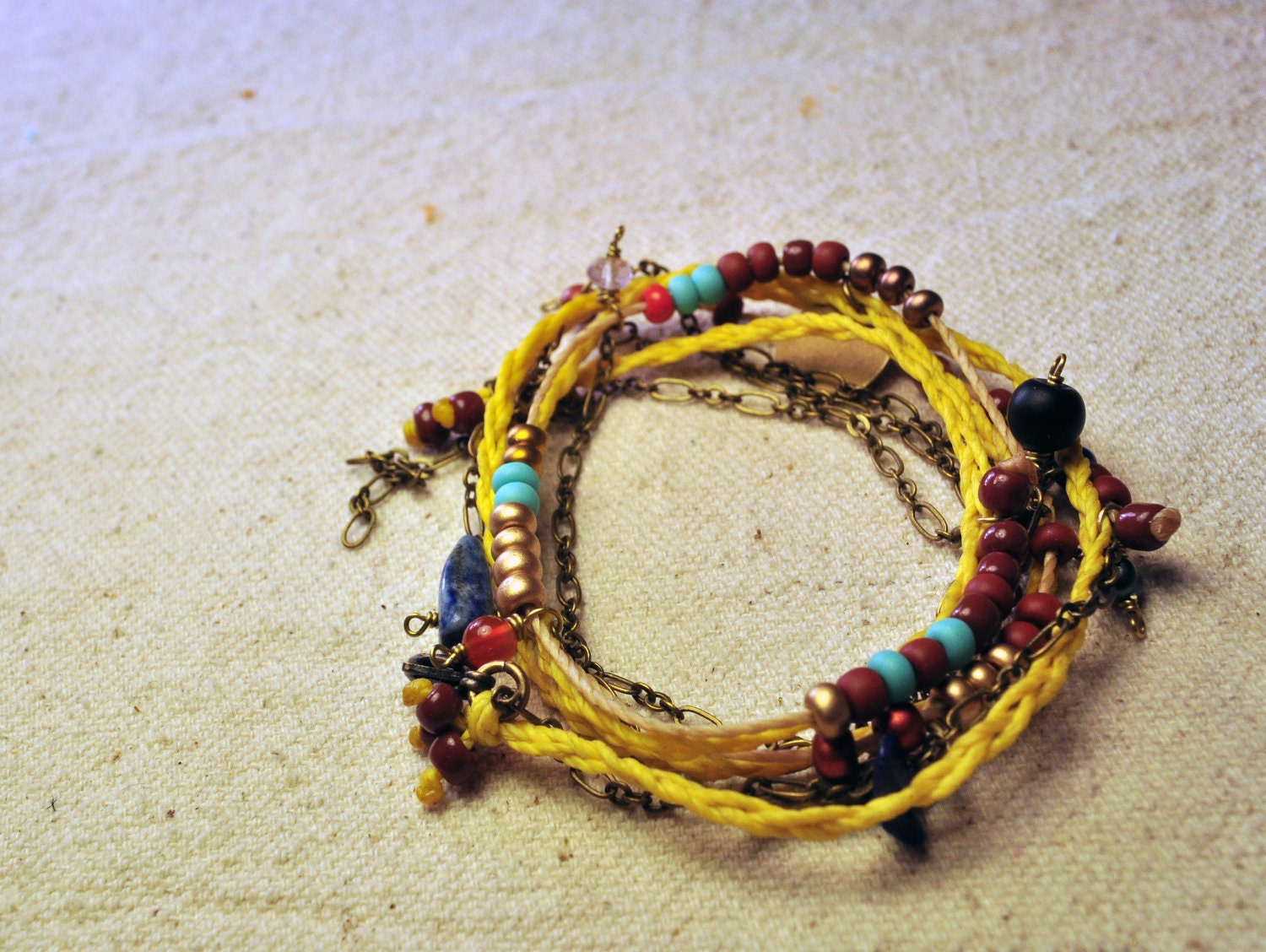 Bohemian Wrap Bracelet in Yellow