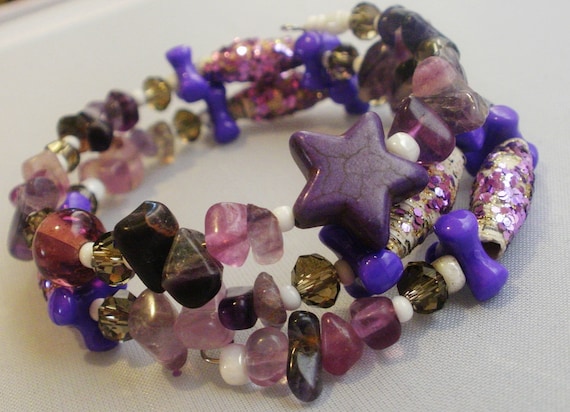 Custom MADE TO ORDER Reiki Charged Memory Wire Paper Bead Bracelet One of a Kind (Free Shipping)