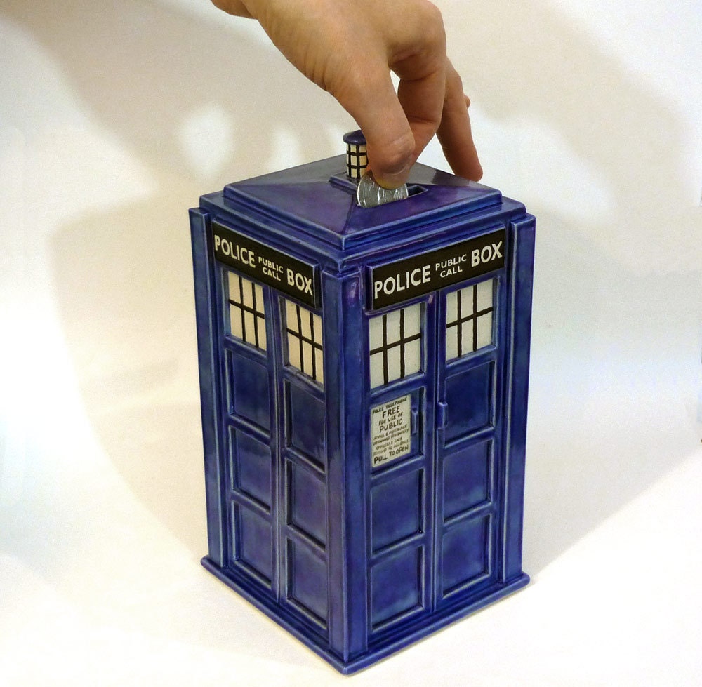 TARDIS Bank- Made to Order - Handmade Ceramic Coin Bank