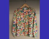 80s Happy Holidays Blouse (M or L)