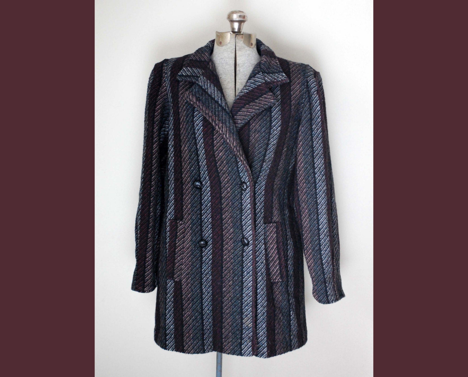 70s Diagonal Stripes Coat (S or M)