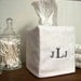 tissue box cover - monogrammed - personalized - embroidered - white cotton