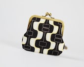 Siamese - Retro waves in black and white - double metal frame purse