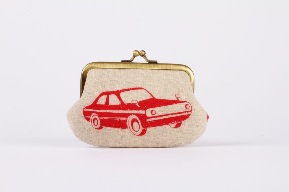 Daddy purse - Cars in red - metal frame purse