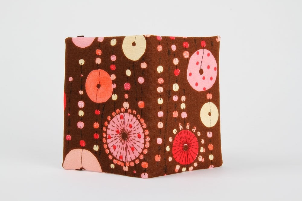 Card holder - Mobile jewels in brown and pink
