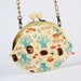 Big pale yellow bobble - Hedgehogs on pale yellow - metal frame purse with shoulder strap
