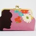 Cosmetic pouch - Girl's silhouette on purple - metal frame clutch bag