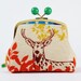 Color bobble pouch - Echino forest patchwork in yellow - metal frame pouch