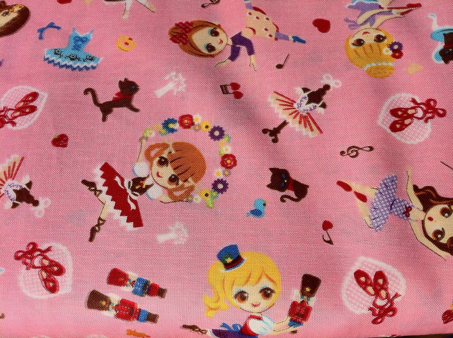 Dance Ballerinas Dance Pink by cosmo textiles Japanese Import Cotton Fabric - HALF YARD