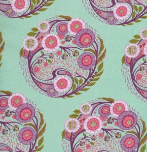 Parisville Spencer Stripe Ribbon Swirls Mist Lavender Blue by Tula Pink for Free Spirit Fabrics - 1 yard