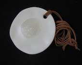 Resin Necklace Pendant - Ivory/Metallic Pearl Lilly pad