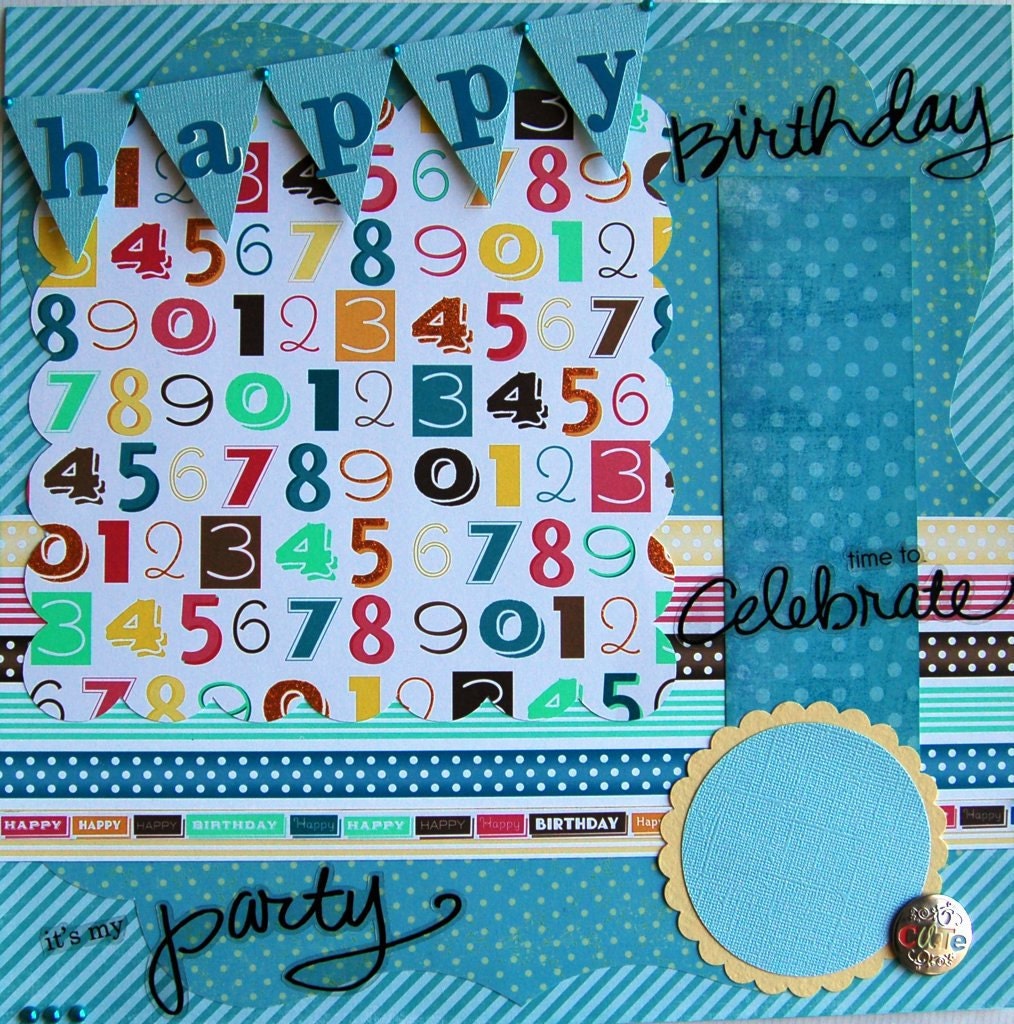 happy birthday premade finished 12x12 single scrapbook page by urbansavanna