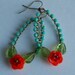 Frida's garden earrings  in  turqouise and red orange